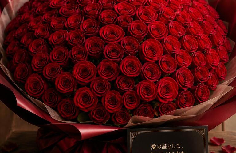 愛の証として、赤バラ108本をあなたの大切な人へ。