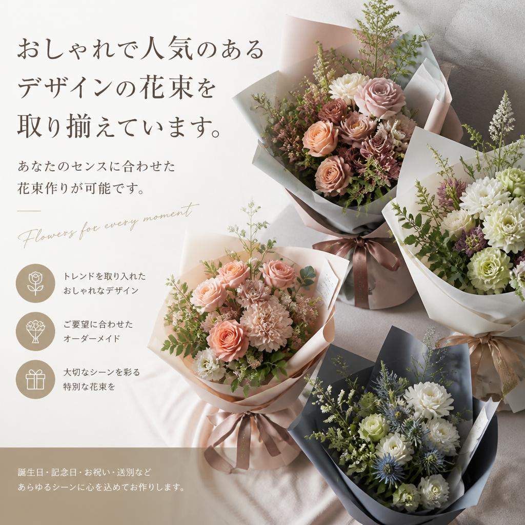 人気のおしゃれな花束デザイン